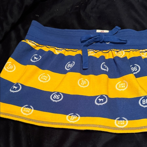 PINK Blue and Yellow Striped Women’s Skirt - Casual Athletic Style - Picture 4 of 5